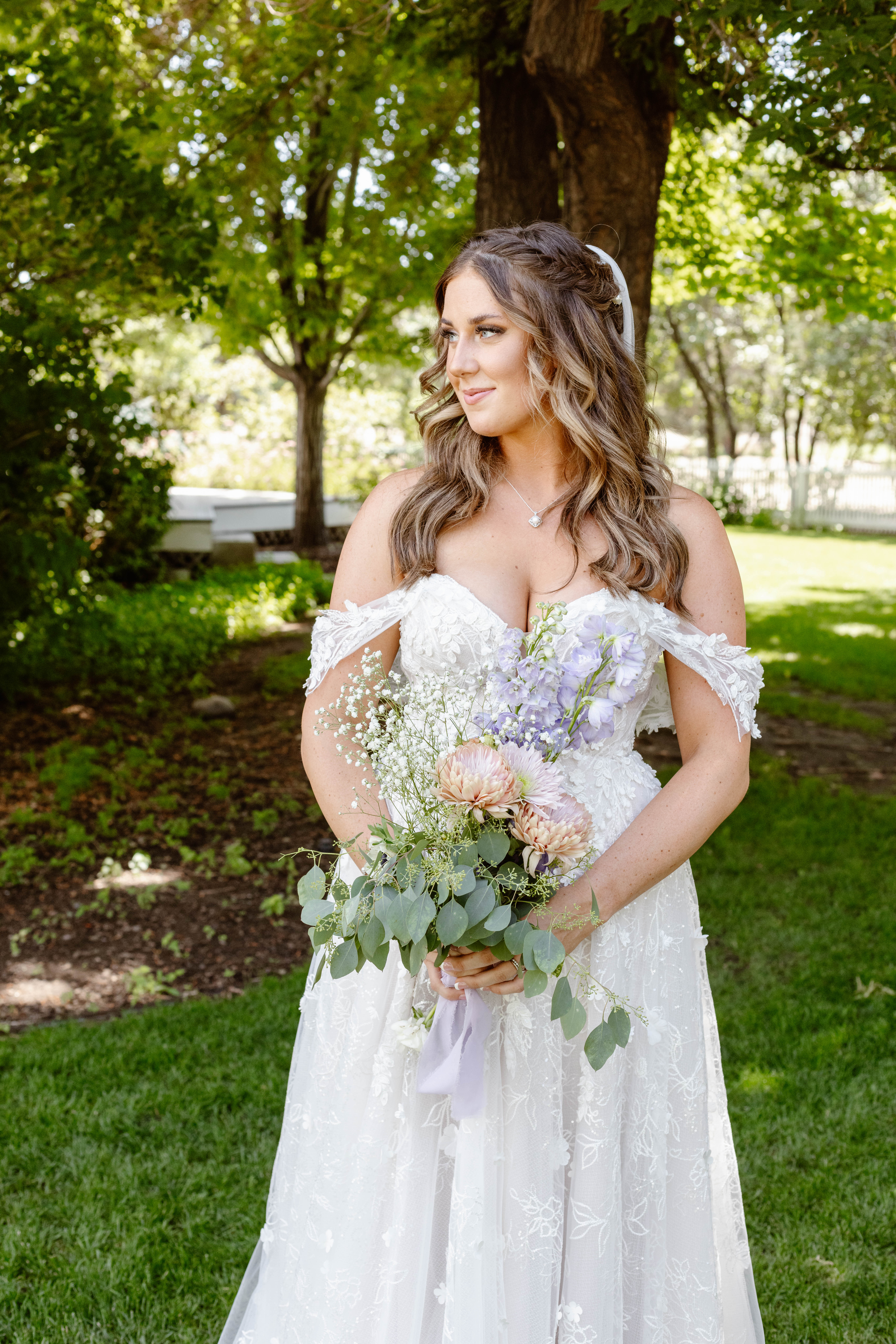 Bridal bouquet held by the bride moments before walking down the aisle, capturing the excitement and elegance of this Lake Tahoe elopement ceremony.