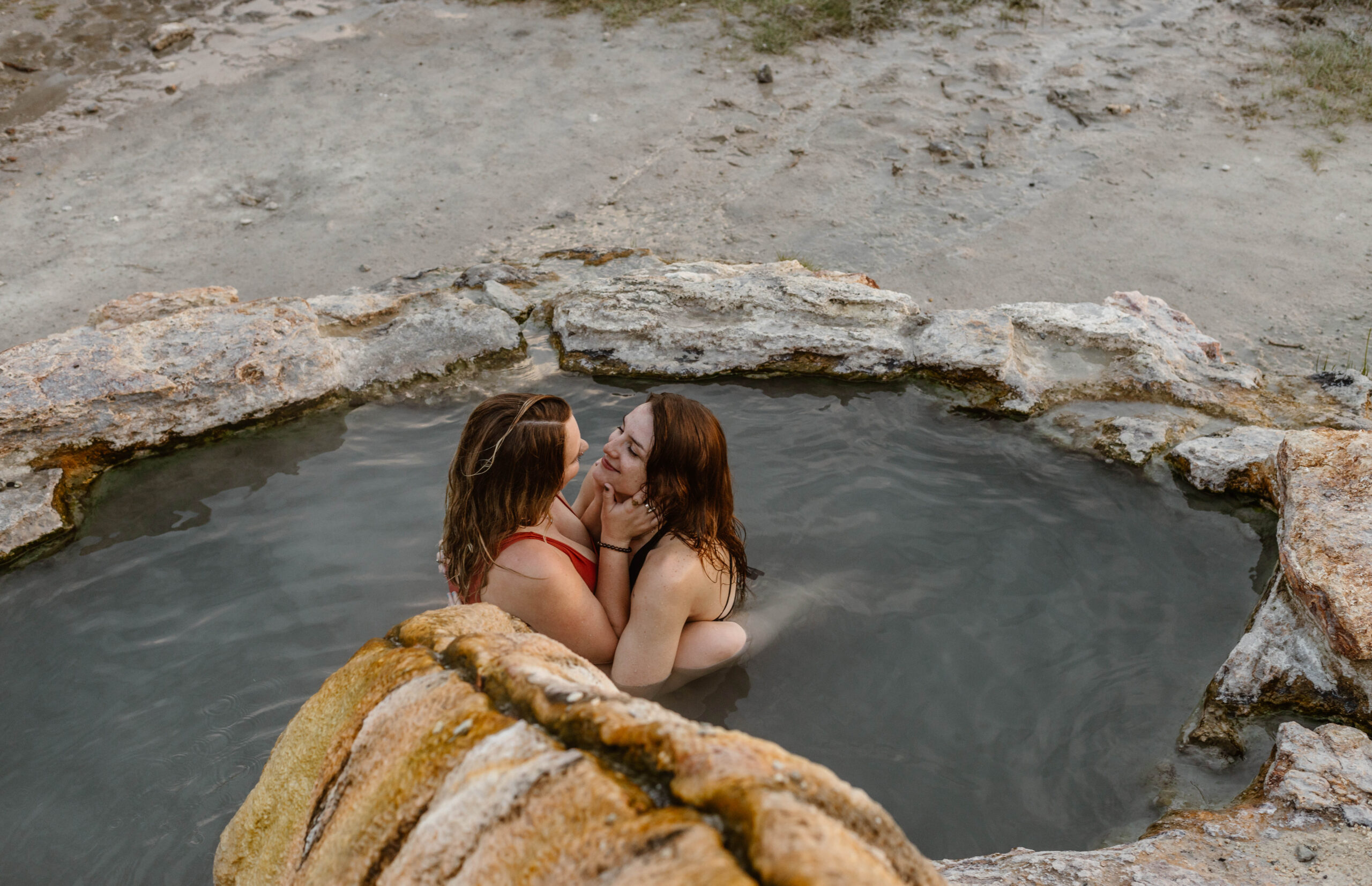 couple in hot springs