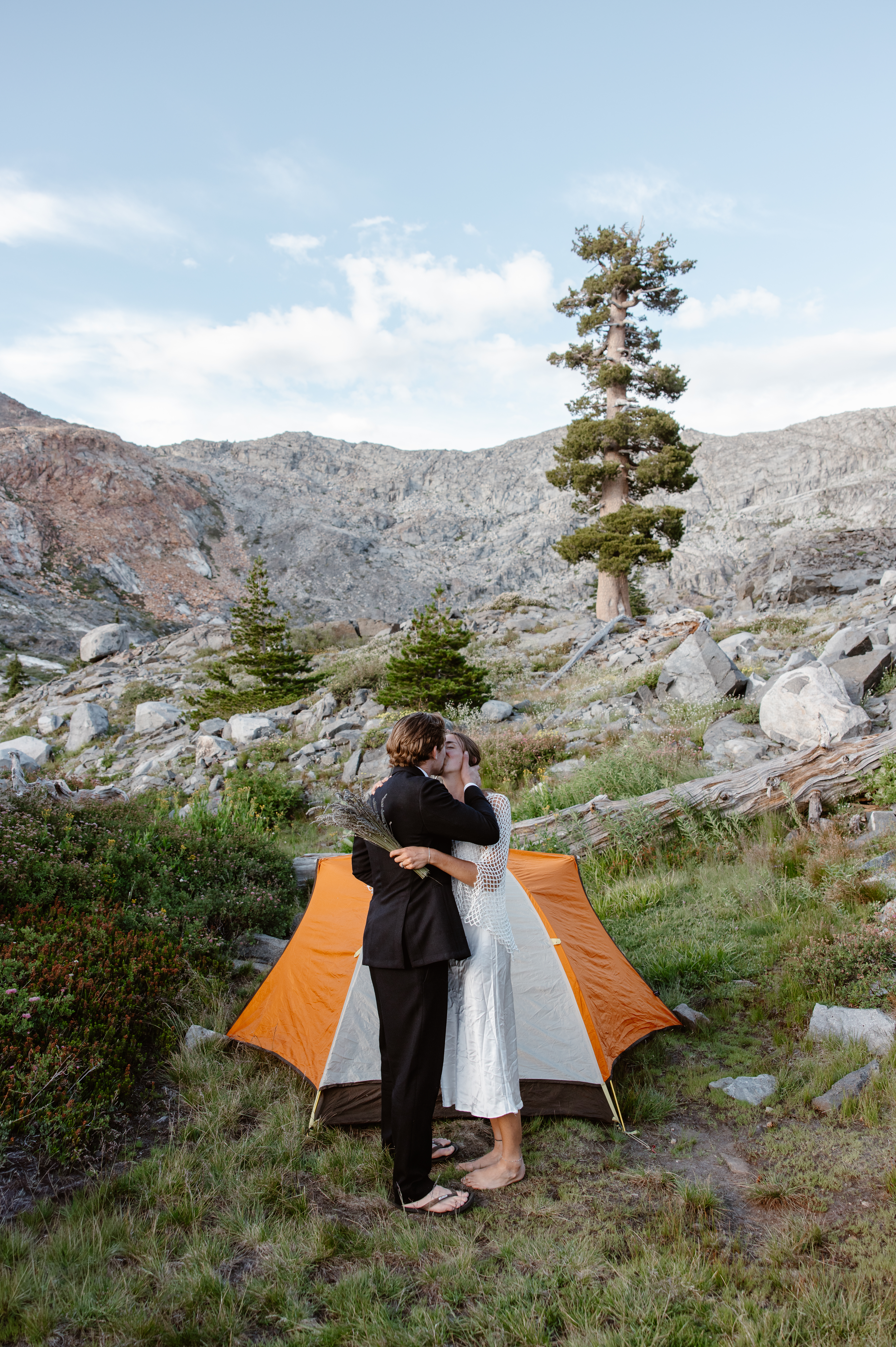 Trailhead marking the start of a remote adventure elopement hike in the Sierra